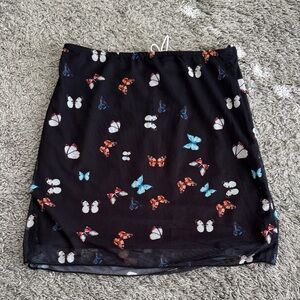 Princess Polly Black Mini Skirt with Multicolor Butterfly Print